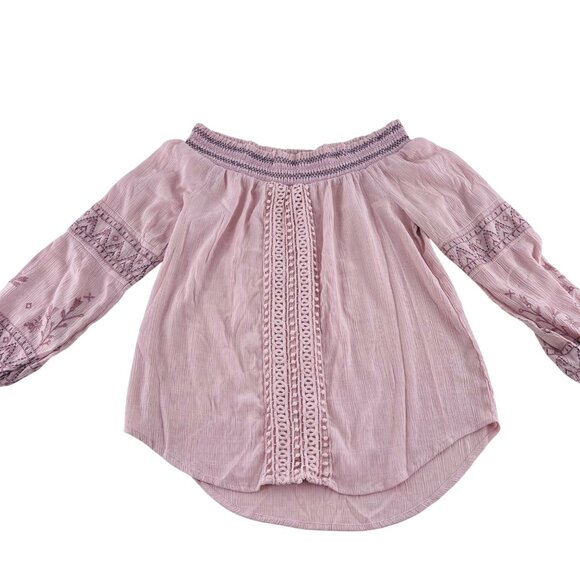 Knox Rose Pink Off-Shoulder Embroidered Blouse Small Boho - Picture 1 of 5